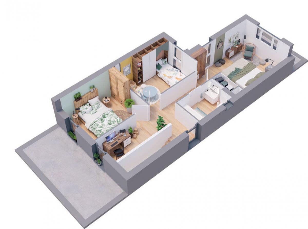 Maison neuve plan 3D Albizia - étage