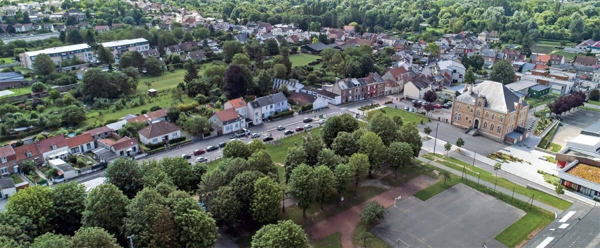 Vue aérienne de Rivery sur la future résidence l'Or Tillon